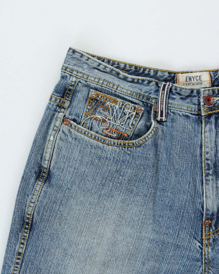 Vintage Y2K 00s Enyce Embroidered Wide Leg Denim Jeans - W36 L32