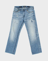 Vintage Y2K 00s Affliction Blake Embellished Distressed Mid Rise Relaxed Straight Leg Jeans - W34 L31