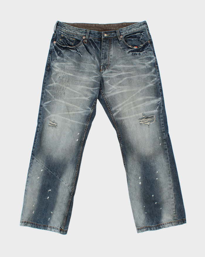 Vintage Y2k 00s Armani Exchange Distressed Wide Leg Jeans - W36 L32