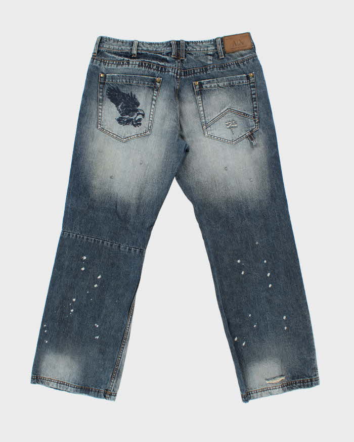 Vintage Y2k 00s Armani Exchange Distressed Wide Leg Jeans - W36 L32