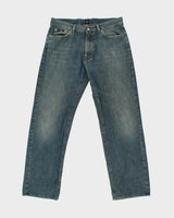 Vintage Y2K 00s Hugo Boss Texas Mud Wash Wide Leg Denim Jeans - W36 L32