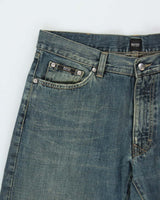 Vintage Y2K 00s Hugo Boss Texas Mud Wash Wide Leg Denim Jeans - W36 L32