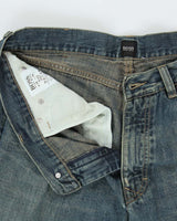 Vintage Y2K 00s Hugo Boss Texas Mud Wash Wide Leg Denim Jeans - W36 L32