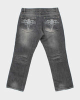 Vintage Y2K 00s Avirex Embroidered Contrast Stitch Wide Leg Denim Jeans - W38 L32
