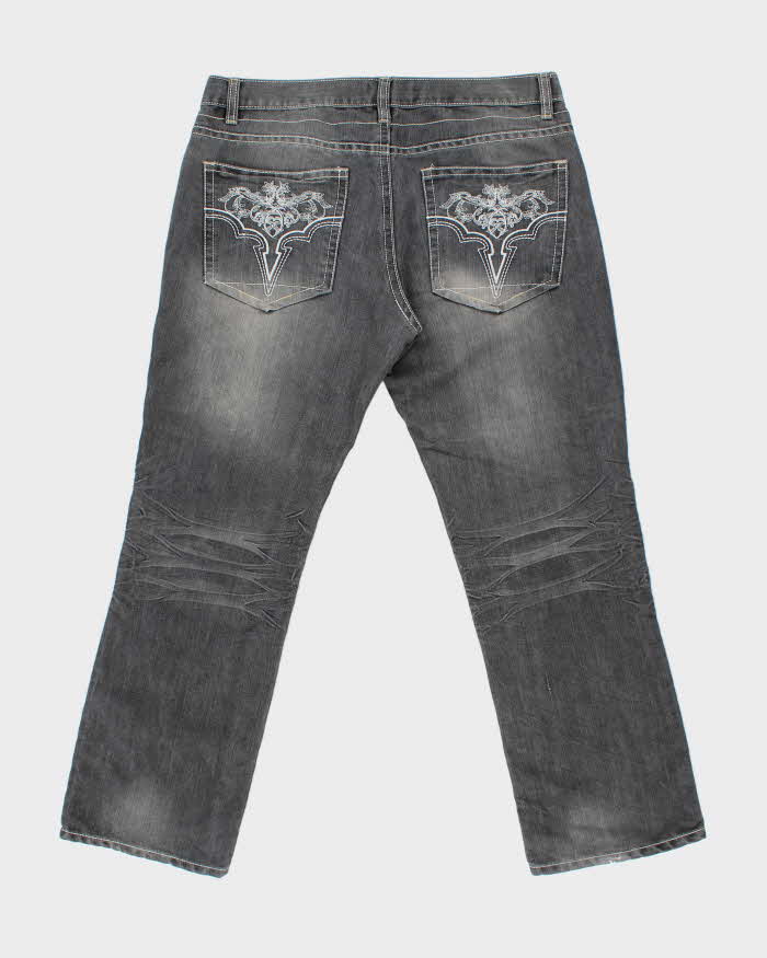 Vintage Y2K 00s Avirex Embroidered Contrast Stitch Wide Leg Denim Jeans - W38 L32