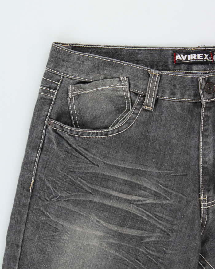 Vintage Y2K 00s Avirex Embroidered Contrast Stitch Wide Leg Denim Jeans - W38 L32