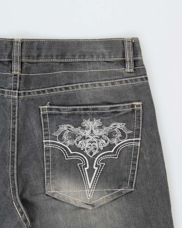 Vintage Y2K 00s Avirex Embroidered Contrast Stitch Wide Leg Denim Jeans - W38 L32
