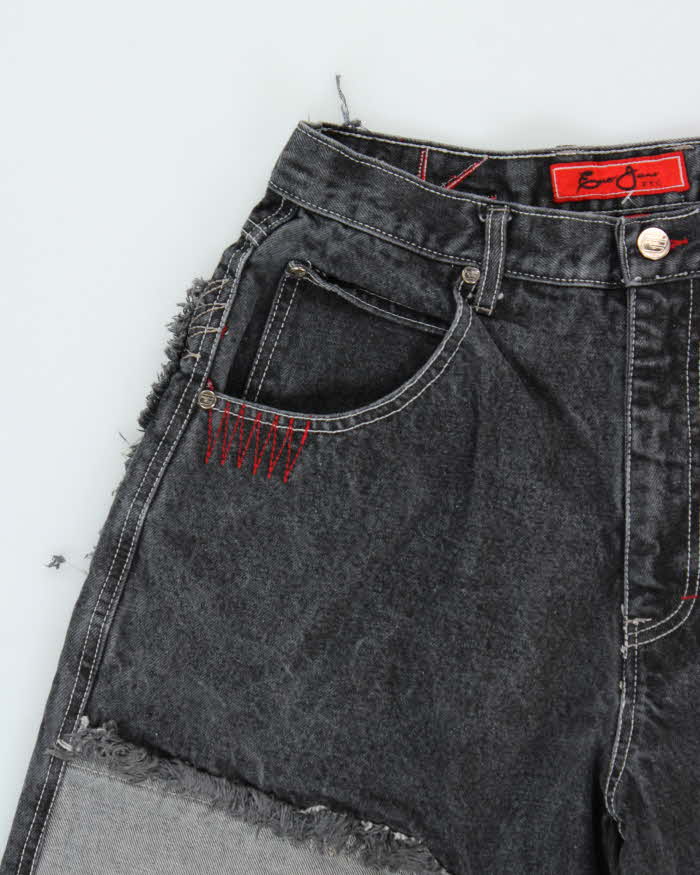 Vintage Y2K 00s Ever NYC Patch Embroidered Ultra Wide Leg Denim Jeans - W30 L29
