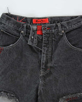 Vintage Y2K 00s Ever NYC Patch Embroidered Ultra Wide Leg Denim Jeans - W30 L29