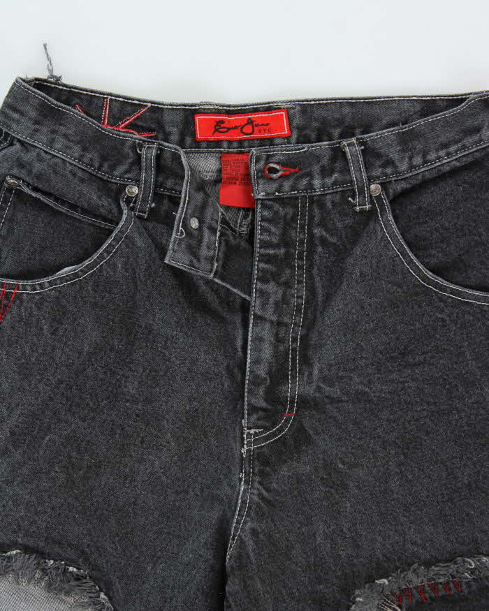 Vintage Y2K 00s Ever NYC Patch Embroidered Ultra Wide Leg Denim Jeans - W30 L29