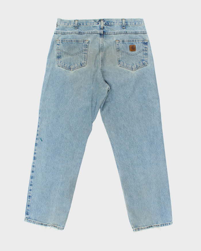 Vintage 1990s Carhartt Light Mud Wash Relaxed Straight Leg Distressed Denim Jeans - W38 L31