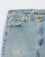 Vintage 1990s Carhartt Light Mud Wash Relaxed Straight Leg Distressed Denim Jeans - W38 L31