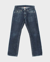 Vintage Y2K 00s True Religion Made In USA Flap Pocket Indigo Low Rise Straight Leg Denim Jeans - W32 L32