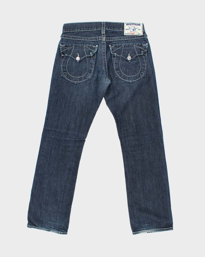 Vintage Y2K 00s True Religion Made In USA Flap Pocket Indigo Low Rise Straight Leg Denim Jeans - W32 L32