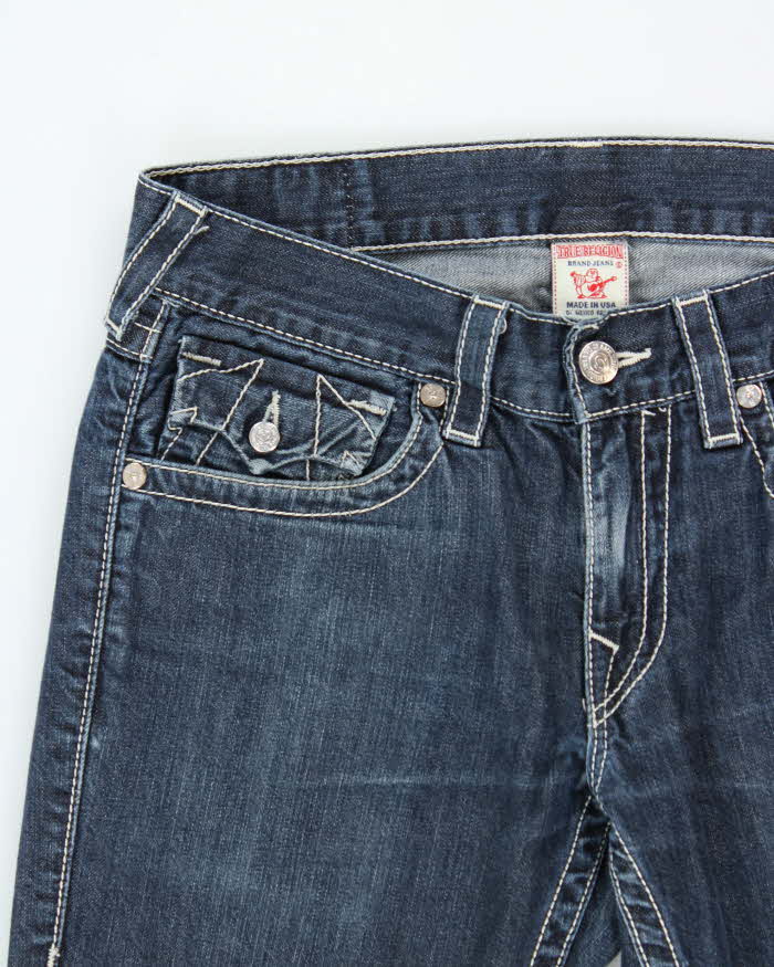 Vintage Y2K 00s True Religion Made In USA Flap Pocket Indigo Low Rise Straight Leg Denim Jeans - W32 L32