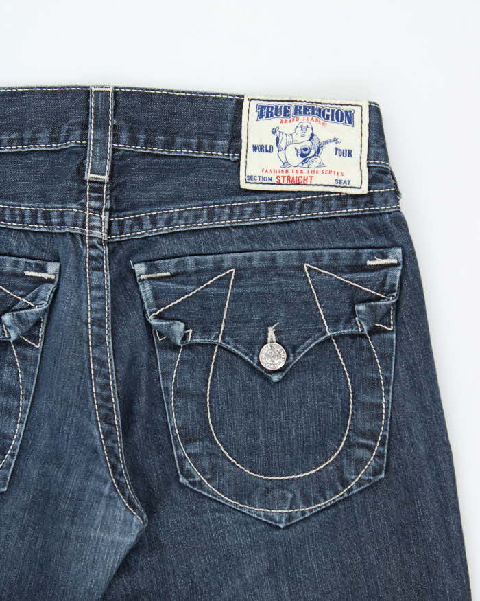 Vintage Y2K 00s True Religion Made In USA Flap Pocket Indigo Low Rise Straight Leg Denim Jeans - W32 L32