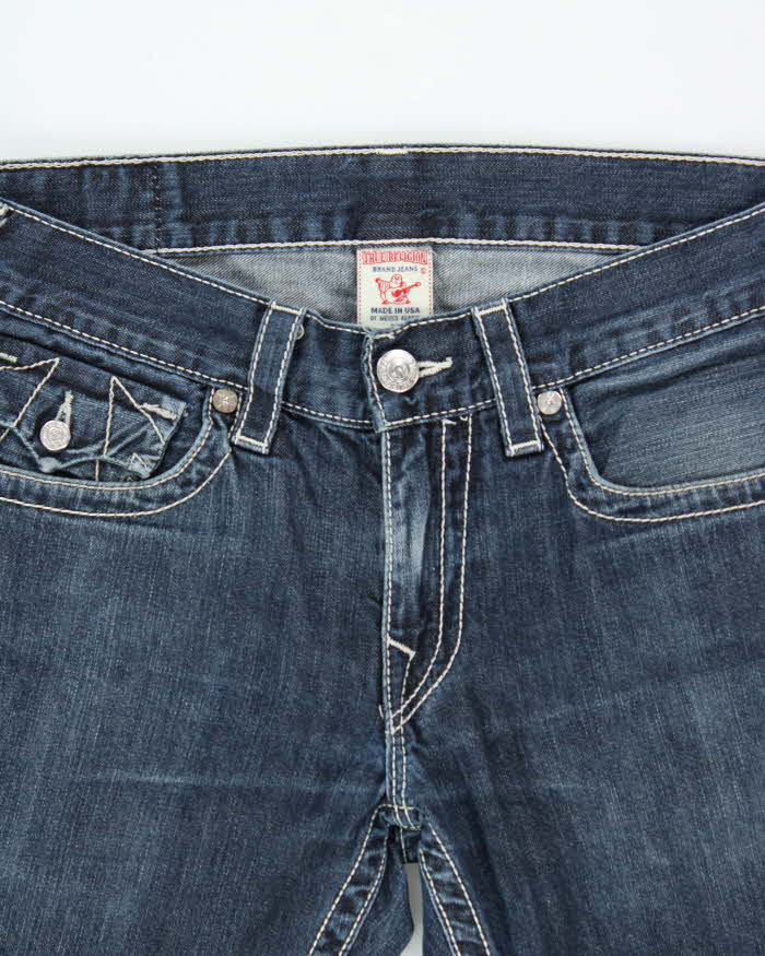Vintage Y2K 00s True Religion Made In USA Flap Pocket Indigo Low Rise Straight Leg Denim Jeans - W32 L32