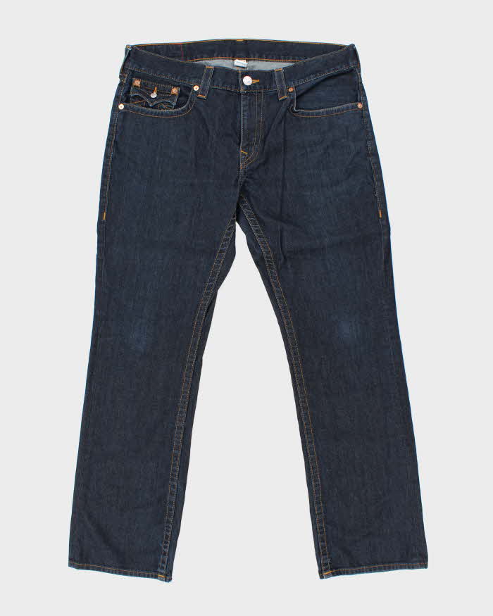 Vintage True Religion Raw Flap Pocket Low Rise Straight Leg Denim Jeans - W38 L34