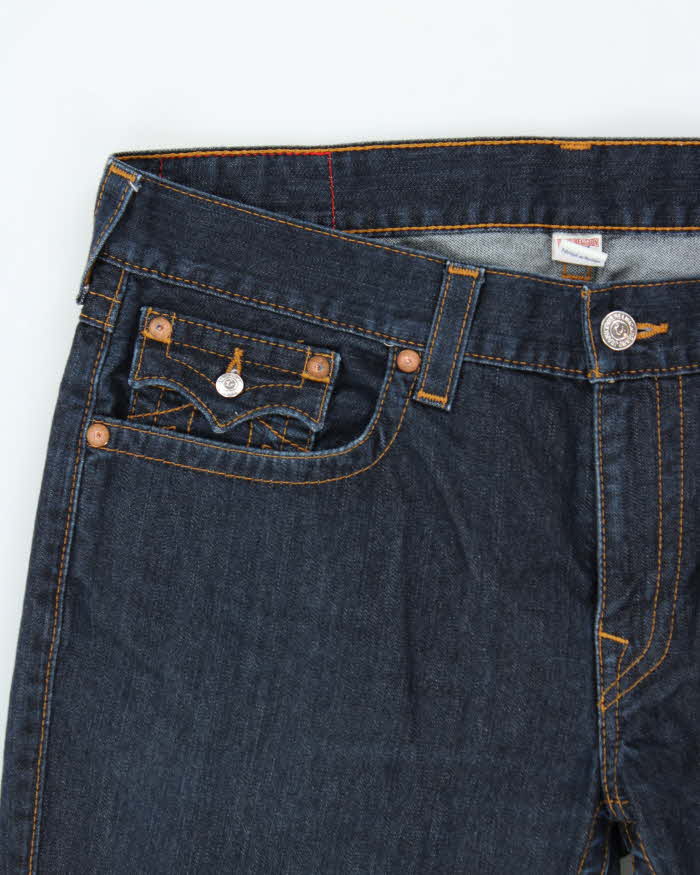Vintage True Religion Raw Flap Pocket Low Rise Straight Leg Denim Jeans - W38 L34