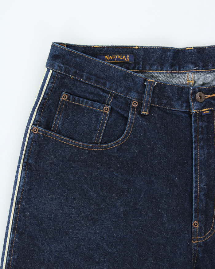 Vintage Y2K 00s Nautica Marine Denim Raw Selvedge Wide Leg Jeans - W38 L30