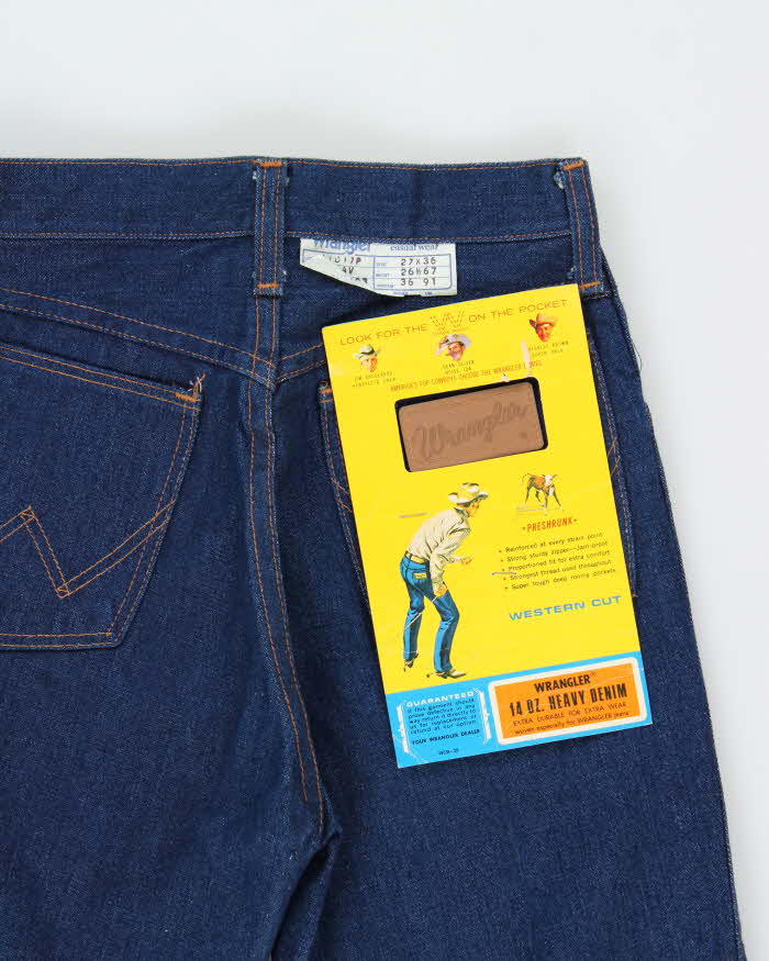 DSWT Vintage 1970s Wrangler 14oz. Heavy Denim Western Cut Jeans - W26 L36