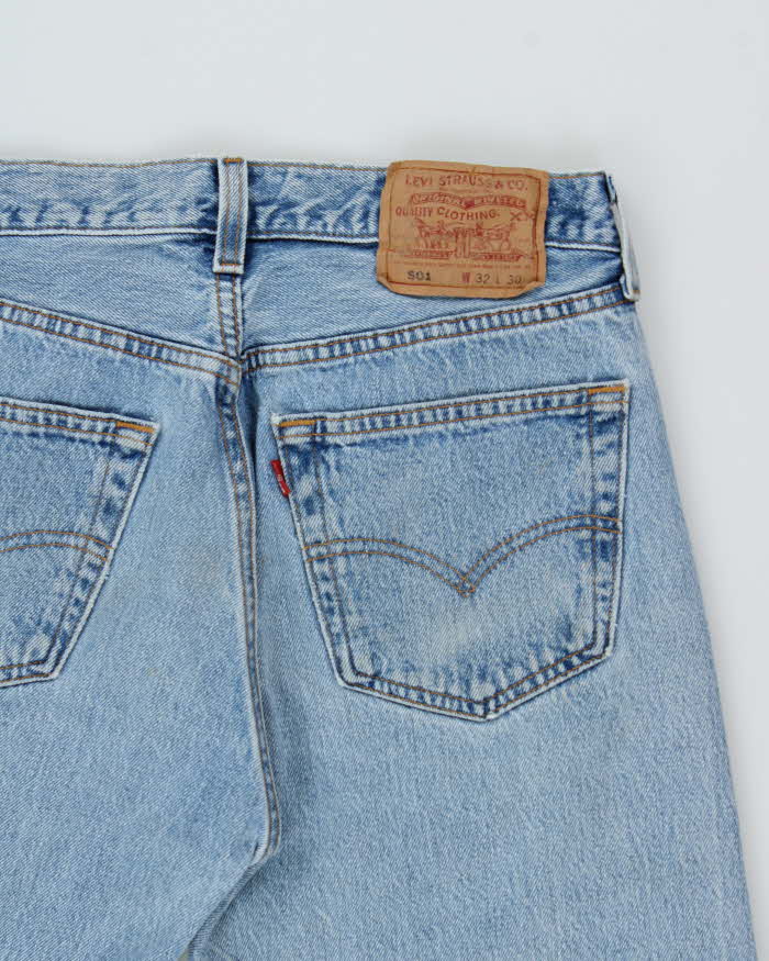 Vintage 1996 Levi's 501 Red Batwing Made In USA Straight Leg Denim Jeans - W30 L29
