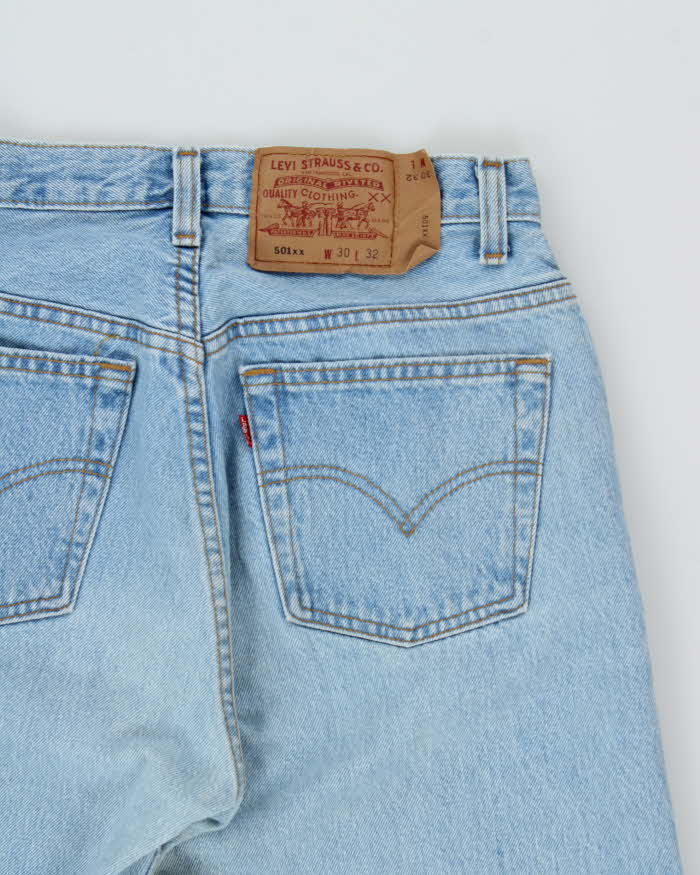 Vintage 1995 Levi's 501xx Red Batwing Made In USA Straight Leg Denim Jeans - W28 L32