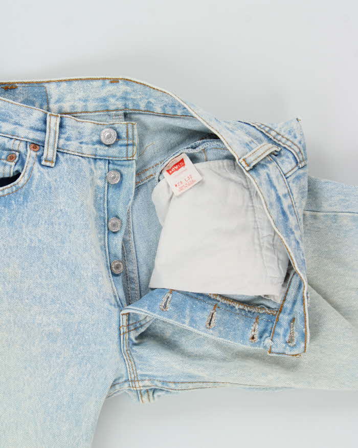 Vintage 1989 Levi's 501 Red Batwing Made In USA Acid Wash Straight Leg Denim Jeans - W29 L31