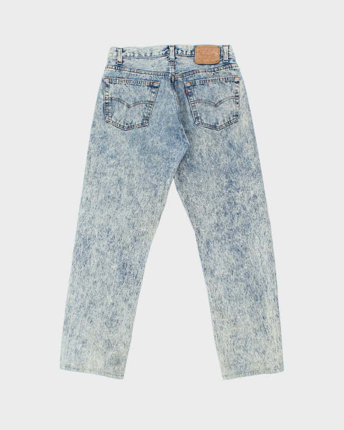 Vintage 1998 Levi's 501 Red Batwing Made In USA Acid Wash Straight Leg Denim Jeans - W32 L28