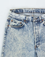 Vintage 1998 Levi's 501 Red Batwing Made In USA Acid Wash Straight Leg Denim Jeans - W32 L28