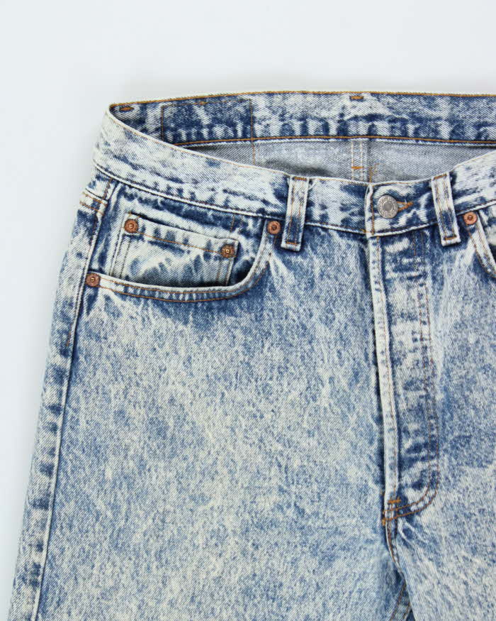 Vintage 1998 Levi's 501 Red Batwing Made In USA Acid Wash Straight Leg Denim Jeans - W32 L28