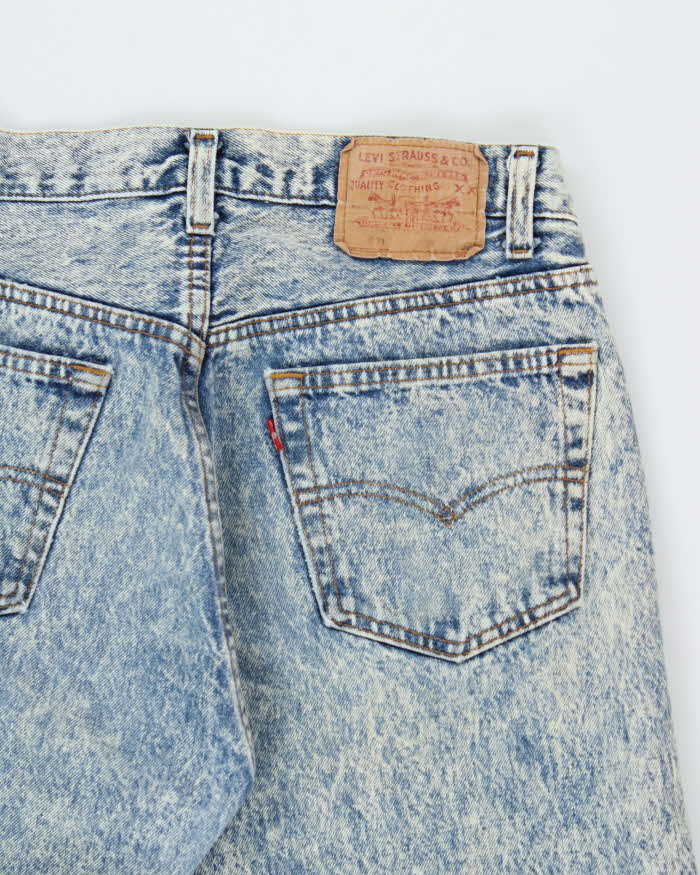 Vintage 1998 Levi's 501 Red Batwing Made In USA Acid Wash Straight Leg Denim Jeans - W32 L28