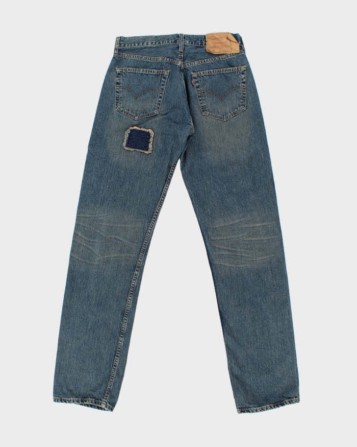 Vintage Y2K 2003 Levi's 501 Batwing Straight Leg Distressed Patchwork Denim Jeans - W31 L34