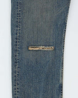 Vintage Y2K 2003 Levi's 501 Batwing Straight Leg Distressed Patchwork Denim Jeans - W31 L34