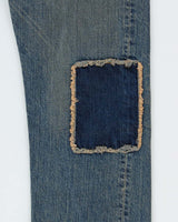 Vintage Y2K 2003 Levi's 501 Batwing Straight Leg Distressed Patchwork Denim Jeans - W31 L34