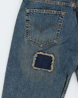 Vintage Y2K 2003 Levi's 501 Batwing Straight Leg Distressed Patchwork Denim Jeans - W31 L34