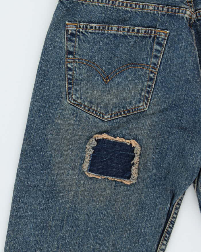Vintage Y2K 2003 Levi's 501 Batwing Straight Leg Distressed Patchwork Denim Jeans - W31 L34