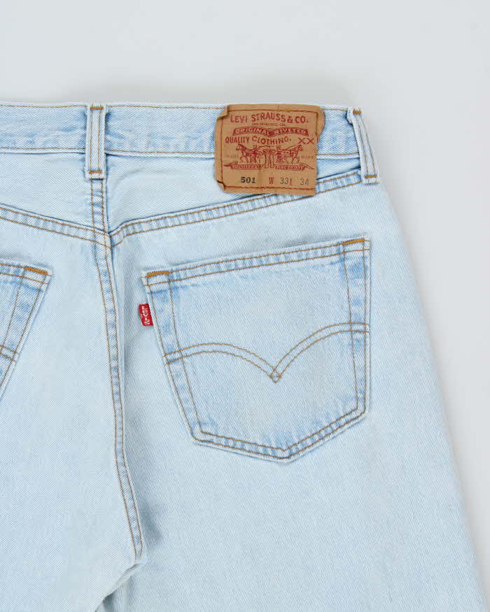 Vintage 1996 Levi's 501 Red Batwing Made In Canada Straight Leg Denim Jeans - W32 L33