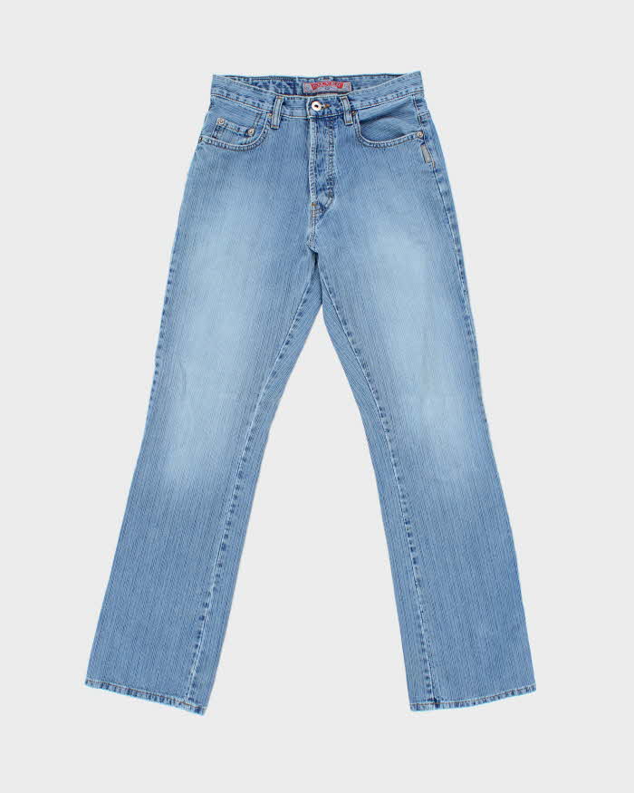Vintage 1990s Silver Clothing Made In Canada Striped Bootcut Denim Jeans - W29 L31