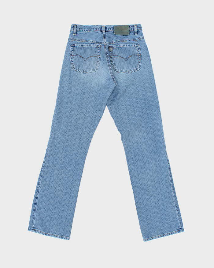 Vintage 1990s Silver Clothing Made In Canada Striped Bootcut Denim Jeans - W29 L31