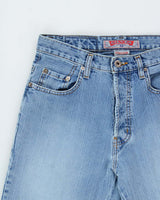 Vintage 1990s Silver Clothing Made In Canada Striped Bootcut Denim Jeans - W29 L31