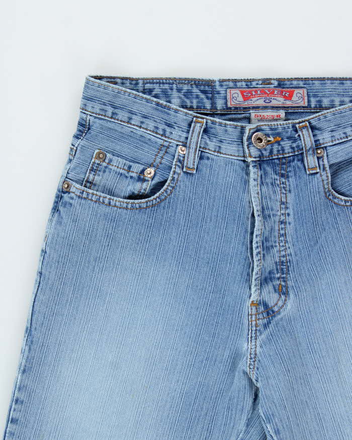 Vintage 1990s Silver Clothing Made In Canada Striped Bootcut Denim Jeans - W29 L31