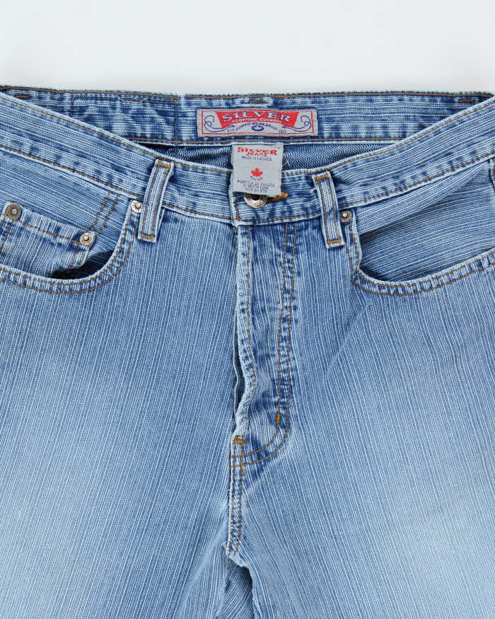 Vintage 1990s Silver Clothing Made In Canada Striped Bootcut Denim Jeans - W29 L31