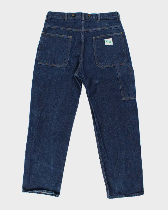Vintage 1990s Key Imperial Workwear Wide Leg Indigo Denim Carpenter Jeans - W38 L32