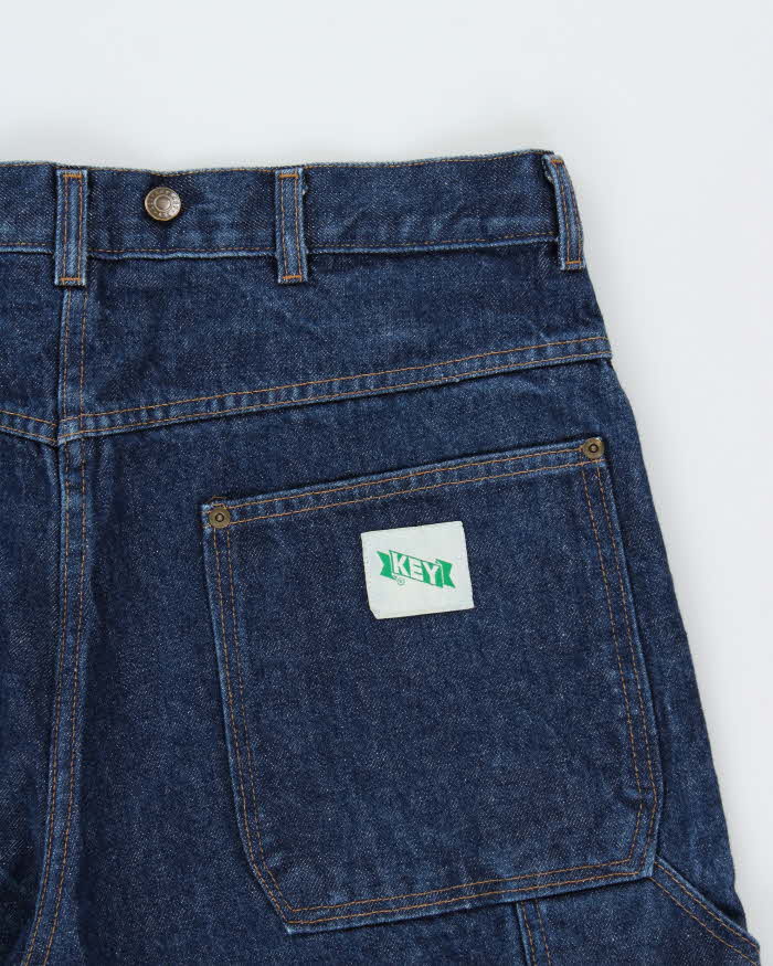 Vintage 1990s Key Imperial Workwear Wide Leg Indigo Denim Carpenter Jeans - W38 L32