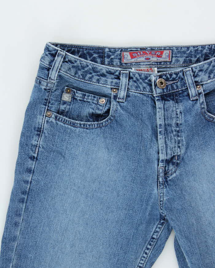 Vintage 1990s Silver Low Rise Bootcut Denim Jeans - W29 L31