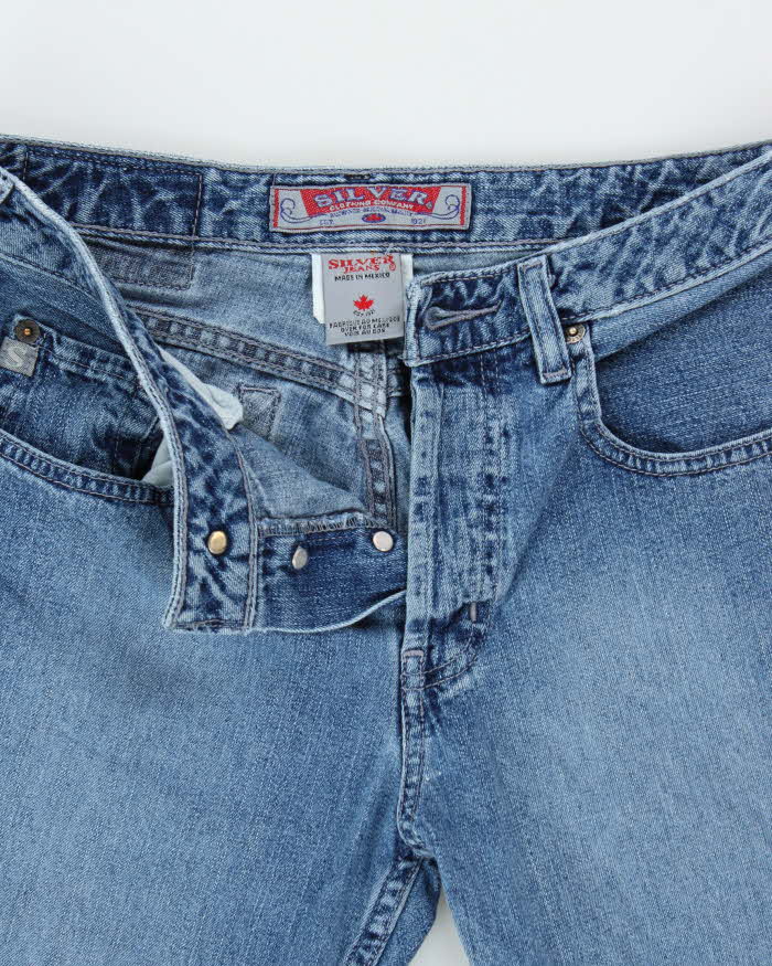 Vintage 1990s Silver Low Rise Bootcut Denim Jeans - W29 L31