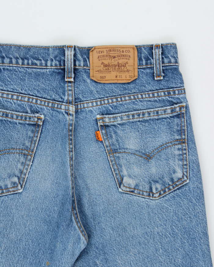 Vintage 1993 Levi's 517 Orange Tab Red Batwing Made In USA Denim Bootcut Jeans - W31 L32