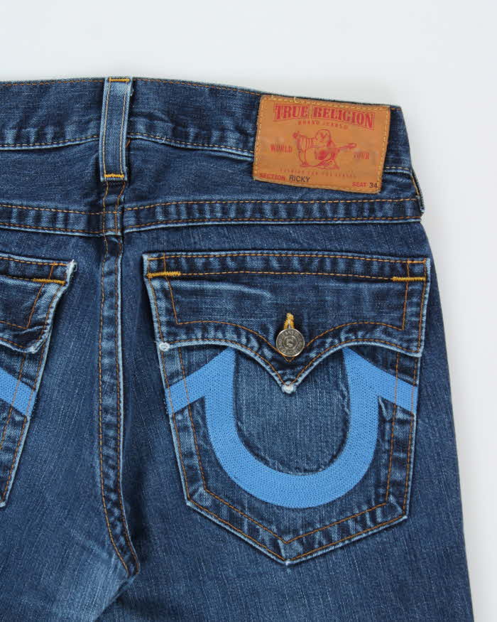 Vintage True Religion Ricky Made In USA Low-Rise Flap Pocket Relaxed Straight Leg Denim Jeans - W34 L29