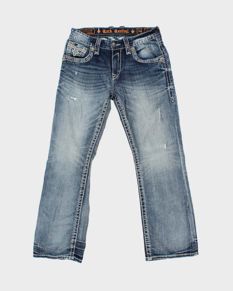 Vintage Y2K 00s Rock Revival Embroidered Low-Rise Distressed Denim